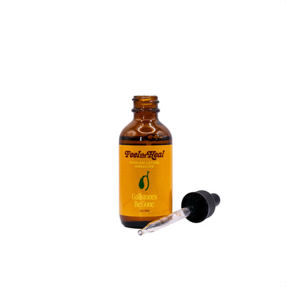 Brown glass bottle with dropper labeled 'Feels Real' on a white background liver and gallblader cleanse phos 30 drops