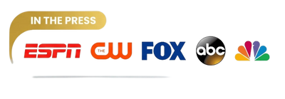 Logos of ESPN, CW, Fox, and ABC on a white background