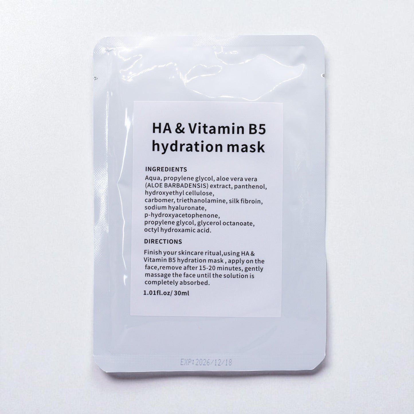 Hyaluronic Acid & B5 Sheet Mask | Hydrating & Plumping Face Treatment