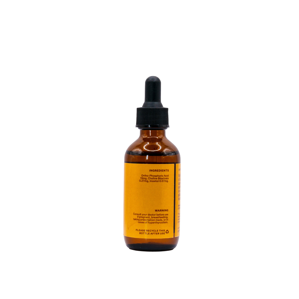 Brown glass bottle with black cap on a white background liver and gallblader cleanse phos 30 drops