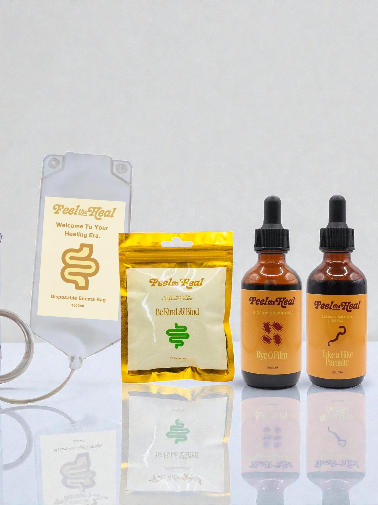 Feel the Heal Parasite Cleansing Kit | Complete Gut Detox Set with Parasite Drops, Biofilm Disrupter, Gut Binder & Disposable Enema Bag