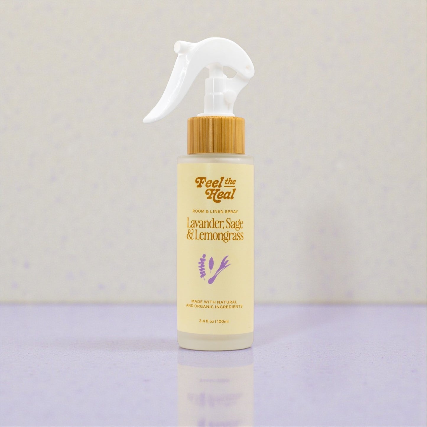 Feel the Heal Room & Linen Spray | Pure Essential Oil Mist for an Uplifting Home With Lavender and Basil as the variant names.