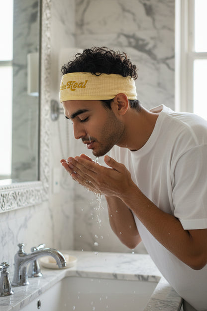 Feel the Heal Waffle Skincare Headband | Soft Spa Headband for Washing, Masks & Skincare Routines