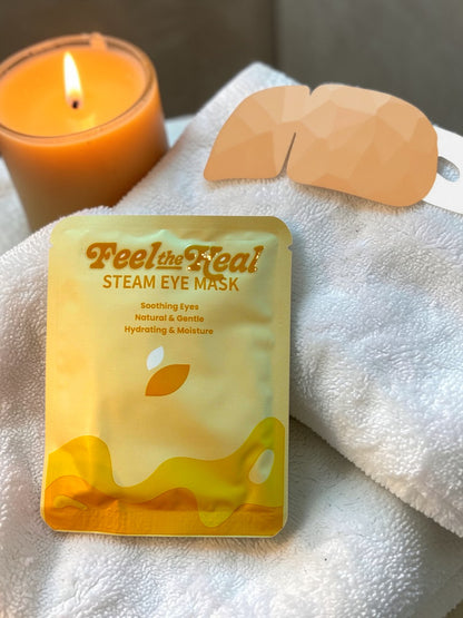 Feel the Heal Self Heating Eye Mask | Essential Oil Infused Disposable Mask for Better Sleep, Puffiness & Stress Relief